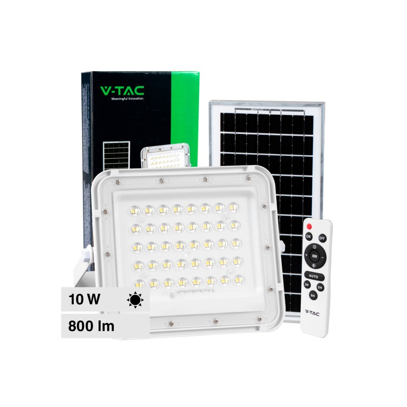 FARO LED FLOODLIGHT 10W IP65 Colore Bianco con Pannello Solare E Telecomando