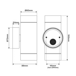 Applique Cilindrica Bidirezionale, IP65, 2xGU10, Bianca