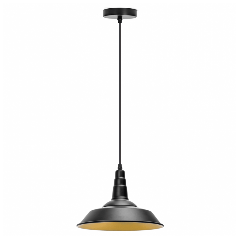Lampada a sospensione in ferro nero senza sorgente luminosa E27