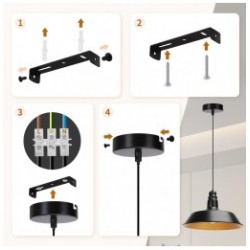 Lampada a sospensione in ferro nero senza sorgente luminosa E27