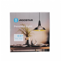 Lampada a sospensione in ferro nero senza sorgente luminosa E27