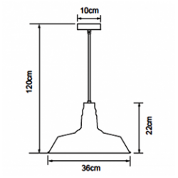 Lampada a sospensione in ferro nero senza sorgente luminosa E27